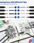 Art Pens, Black Drawing Pens 8 Size Ink Pens Set for Artist Writing, Sketching, Manga, Anime