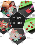 9 Pieces Double Sided Diamond Christmas 5D DIY Painting Keychain Kits Christmas Diamond Ornaments Diamond DIY Key Ring Art Pendant Christmas Tree for DIY Christmas Holiday Decor