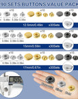 Leather Snap Fasteners Kit, , Leather Snap Buttons Press Pliers with 90 Sets Leather Snaps Buttons, 3Colors 12.5/15/17Mm Snaps for Leather, Clothes, Jackets, DIY Projects