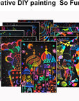 Scratch Art Books for Kids, 2 Pack Rainbow Magic Scratch Paper Black Scratch It off Art Crafts Notes Boards Sheet with 2 Wooden Stylus for Best Gifts