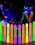 12 Pcs Glow in the Dark Face Body Paint, UV Black Light Glow Makeup Kit for Kids Adult, Non-Toxic Fluorescent Face Paints Crayons for Birthday Party Halloween Masquerade Makeup