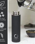 Thermos with Infuser - Stainless Steel Insulated Tea Infuser Tumbler for Loose Leaf Tea, Iced Coffee and Fruit-Infused Water - Leakproof Tea Tumbler with Infuser - 15Oz - Black