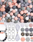 184 Pcs Silicone Beads for Keychain Making Kit, Multiple Styles and Shapes Silicone Beads Bulk Rubber Beads for Keychains Making
