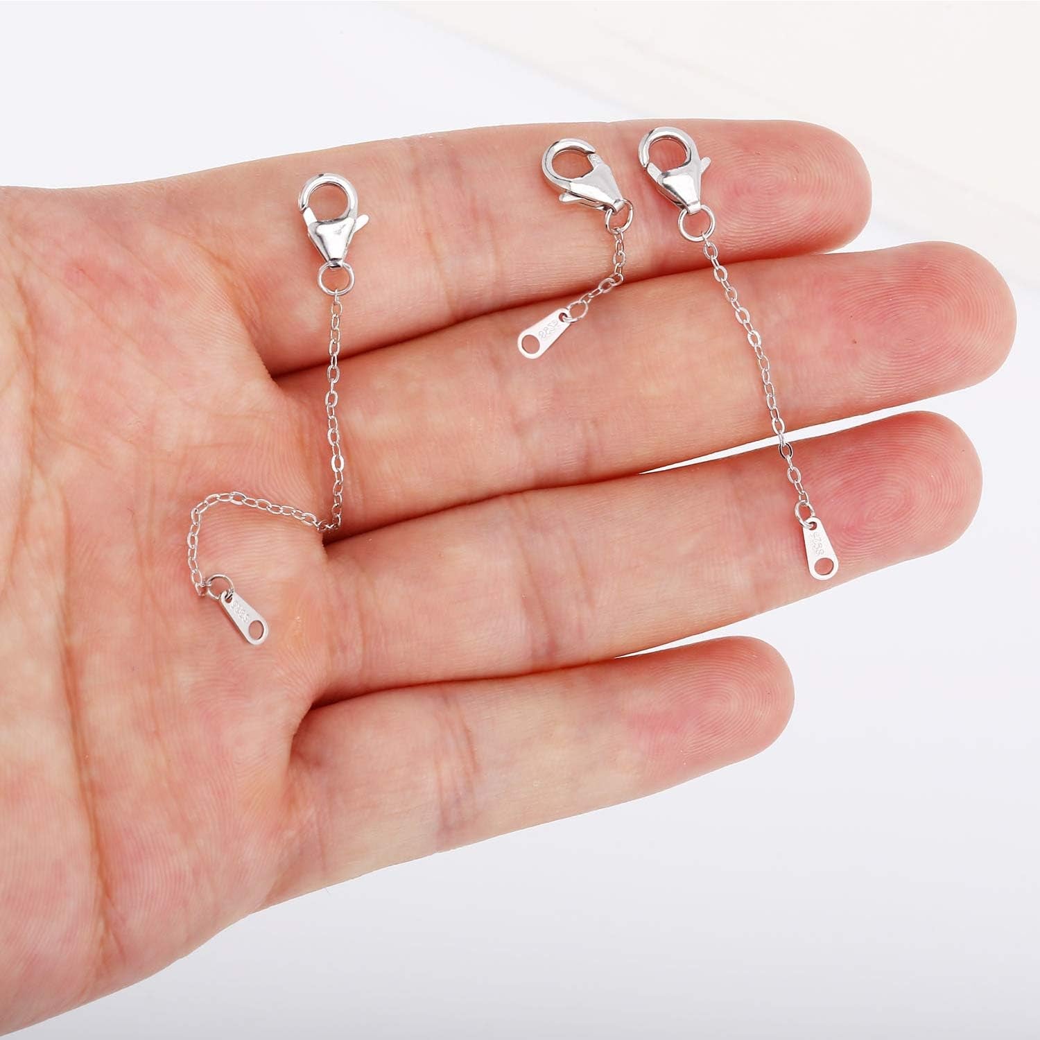 Necklace Extender White Gold Chain Extender 925 Sterling Silver Necklace Bracelet Anklet Extenders Chain Extension for Jewelry Making (1 2 3 Inch)
