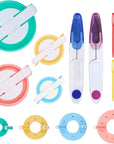 2 Set Pompom Makers of 6 Sizes, 50 PCS Pom Pom Kit Includes 8 PCS Pom Pom Maker, 2 PCS Thread Cutter Scissors, 40 PCS Plastic Needles for Fluff Ball Weave DIY Wool Yarn Knitting
