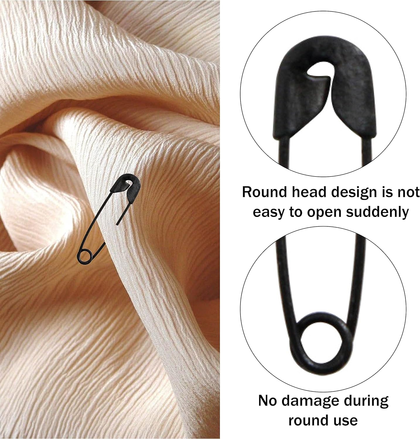 Safety Pins 150Pcs 19Mm Safety Pins for Clothes for Clothing Sewing Handicrafts Quilting Jewelry Making,Black Hijab Pins (Black)