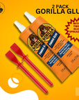 Gorilla Fabric Glue 2.5OZ - 2 Packs with Glue Spreaders | Fabric Fusion, Clothing, and Upholstery Glue | Permanent Clear Liquid Stitch Fabric Glue for Patches on Clothing