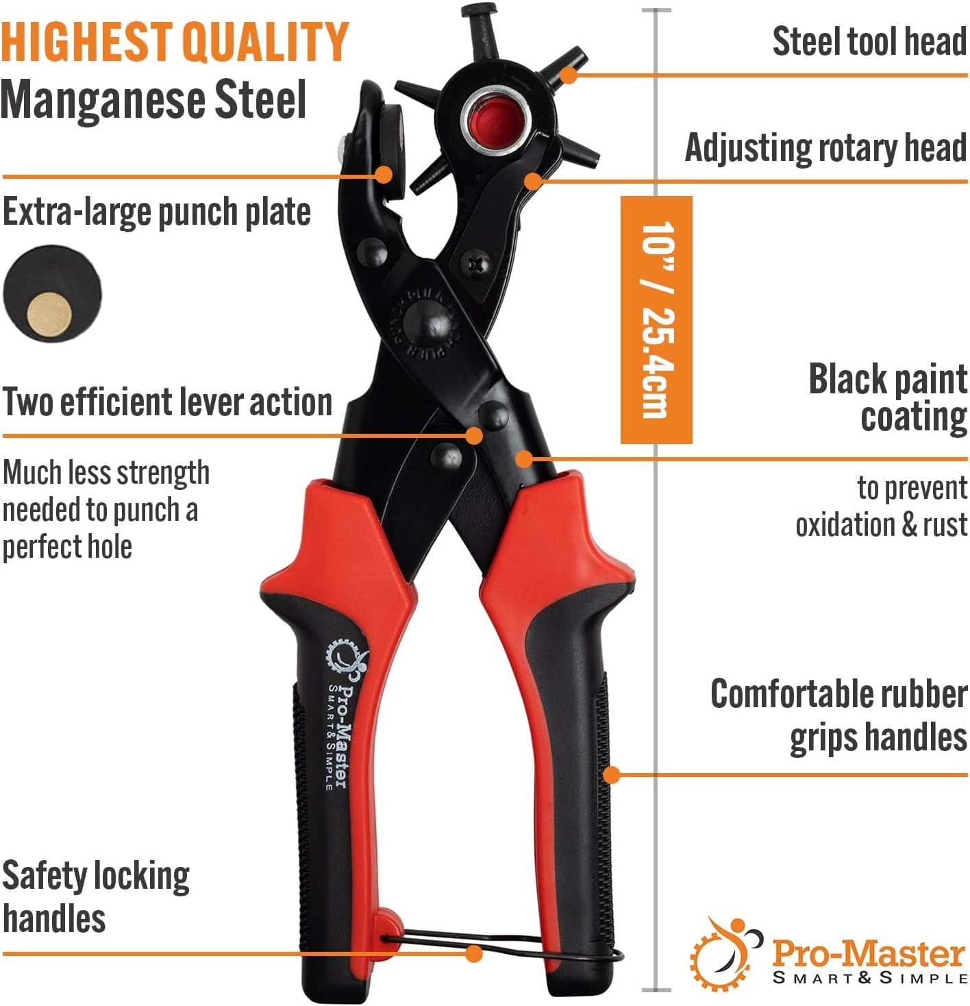 Professional Leather Hole Puncher Tool for Belts, Watch Bands, Handbag Straps and More, Precision Multi-Size Fabric & Leather Hole Puncher for Crafts & Easy DIY Belt Holes