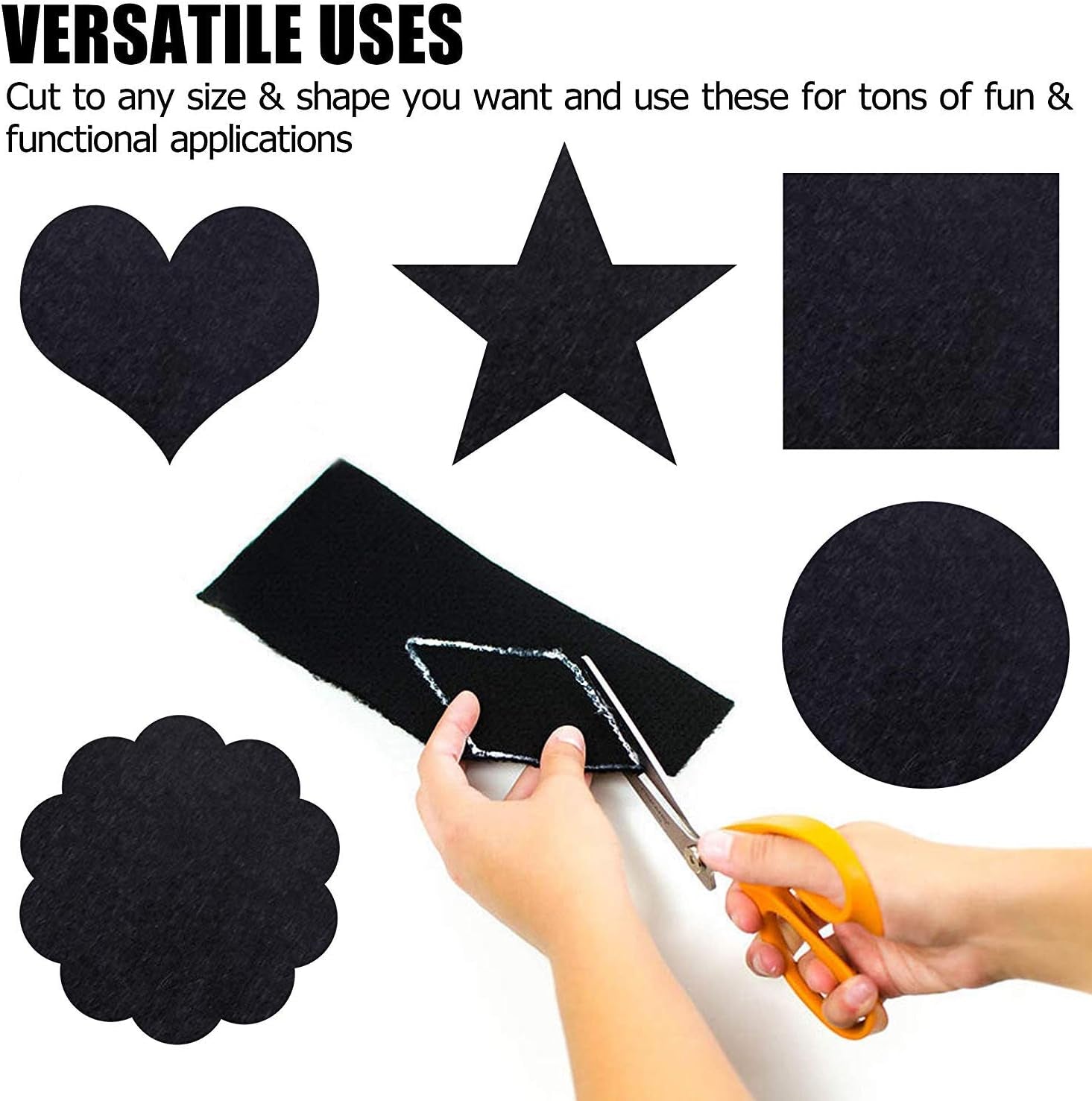Self Adhesive Felt Fabric, Soft Velvet Drawer Liner, DIY Velvet Fabric for Art & Crafts, Jewelry Box Felt Liner, Solid Color Felt Wallpaper(17.7" X 78.7", Black)