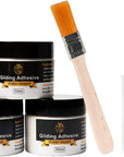 Gilding Adhesive, 100Ml Epoxy Resin Gold Leaf Adhesive for Professional Craft Use, Water Based Varnish for Protect the Surface of Gold Foil from Oxidating (Brush + Gloves as Gifts)