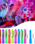 10 Color Glow in the Dark Face Paint,Uv and Black Light Neon Face and Body Painting Set Mardi Gras Halloween Masquerade Black Light Birthday Party Masquerade Party Supplies (10 COLORS)