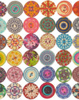 100Pcs Mixed Random Flower Painting round 2 Holes Wood Wooden Buttons for Sewing Crafting 20Mm