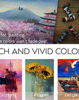 Acrylic Paint Set 76 PCS of 64 Colors 2Fl Oz 60Ml Bottles with 12 Brushes,Non Toxic 64 Colors Acrylic Paint No Fading Rich Pigment for Kids Adults Artists Canvas Crafts Wood Painting