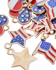 30Pcs American Flag Charms Pendant Flag Heart Star Shape Charms Patriotic Enamel Charms Craft Supplies for DIY Jewelry Making Findings Accessory