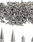 200 Sets Silver Cone Spikes Multiple Sizes Screw Back Studs Punk Rock Bullet Rivets for DIY Clothing Leather Craft