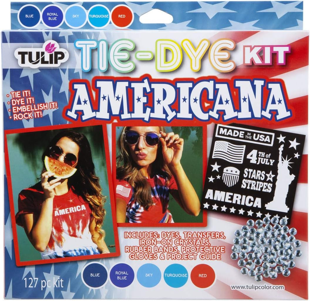 One-Step Tie-Dye Kit  Fabric Dye 40720 Fdy Med Americana Kit, 5 Color Trend, as Detailed
