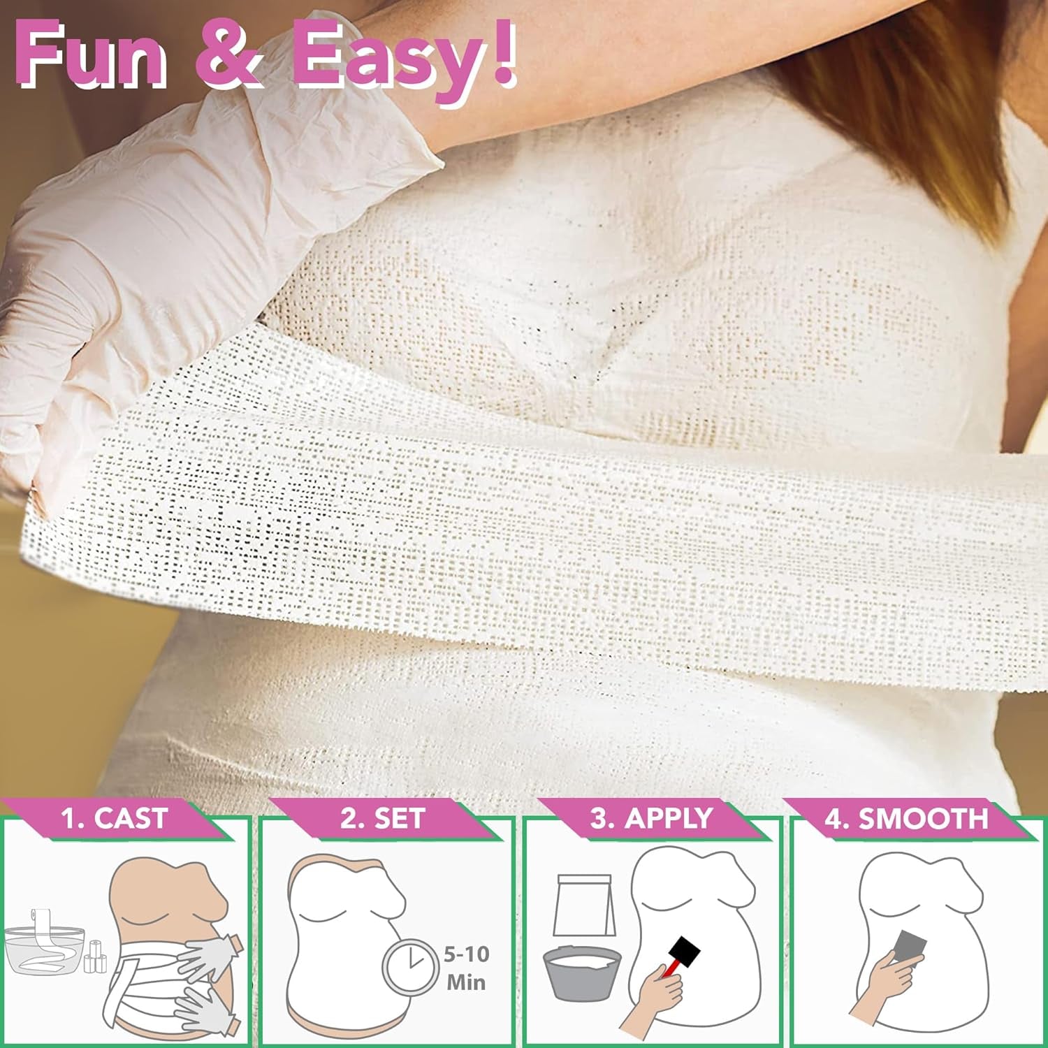 Luna Bean Belly Casting Kit Pregnancy, Deluxe Belly Cast with Smooth Finish - Gift for Expecting Mom, Baby Nursery Decor, Mothers Day Keepsake, Mom to Be Gift, Pregnant Mom Gifts