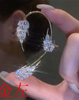 Shiny Zircon Butterfly Ear Cuff Gold Color Tassel Clip On Earrings For Women Korea Style Copper Earring Without Piercing Jewelry
