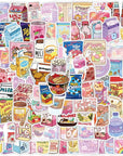 100Pcs Cute Snack Stickers Food Stickers Drink Stickers, Cute Small Stickers Set Kawaii for Teens/Boys/Girls/Adults