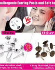 Earring Posts and Backs, 700Pcs Stud Earring Making Kit with 300Pcs Stainless Steel Earring Posts and 400Pcs Earring Backs, Earring Supplies Kit for DIY Earrings and Jewelry Making