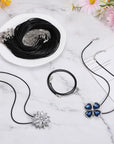50 Pcs Black Necklace Cord Necklace String Rope with Clasp Waxed Leather Necklace Cord for Charms Pendants Jewelry Making, 18 Inch