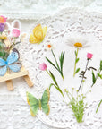 Butterfly Floral Stickers Bulk - 320 Pcs Transparent Realistic Dried Pressed Flower Stickers for Crafts, Envelopes, Scrapbook, Junk Journal Supplies - Waterproof Clear Wildflower for Resin