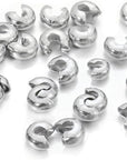 100Pcs Crimp Beads for Jewelry Making - 18K Platinum Crimp Bead Covers, Half round Open Crimp Bead Knot Covers 4Mm (0.16 Inch) Beads Gold Plated Brass for Jewelry Craft Making
