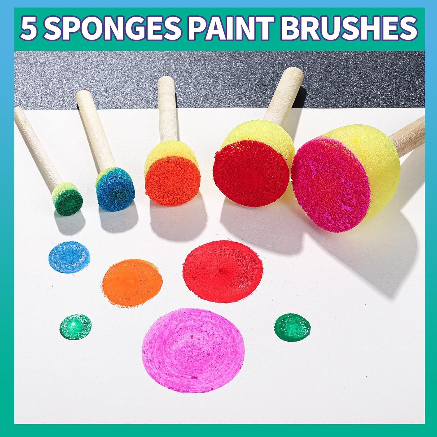 Paint Sponges for Kids, 39Pcs Early Learning Toddlers Sponge Paint Brushes Stamps Foam Art Craft Drawing Tools