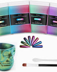 Chameleon Mica Powder 4 Colors Shift Pigment Powder Shimmer Holographic Mica Powder Chrome Epoxy Resin Tumbler Nail Art Polymer Clay Slime Makeup Acrylic Paint