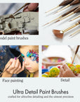 Artify Extreme Detail Paint Brushes, Miniature Paint Brushes for Models, 10Pcs Small Paint Brushes with a Handbag, Miniature Brushes for Fine Detailing - Acrylic, Watercolor,Oil,Models