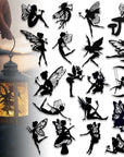 34 Pieces Laser Cut Cardboard Fairies Scrapbook Fairy Silhouettes Fairy Cutouts Fairy Die Cuts for Lantern Jars Wall Painting Scrapbook Windows Glass and Phones Decoration