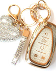 Key Fob Cover with Diamond Keychain for Women Car Key Holder Compatible with Chevy Chevrolet Equinox Malibu Cruze Traverse Camaro Trax Blazer Volt Bolt Protector, 5 Buttons (Silver-Heart)