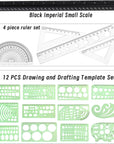 18 Pcs Geometric Drawings Templates, Drawing Stencils, Ruler Set, Circle Template for Drawing, Drafting Tools with a Storage Bag for Architecture, Studying, Office, Designing