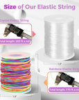 1Mm Rainbow Elastic String for Bracelets and 0.8Mm Crystal Stretchy Bracelet String, Sturdy Elastic Cord Stretchy String for Bracelet Making, Jewelry Making, Beading(170 Ft Rainbow & 274 Ft Crystal)