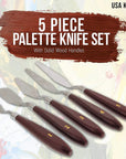 5-Piece Stainless Steel Palette Knife Set - Flexible Spatula Painting Knives for Color Mixing, Spreading, Applying Oil & Acrylic Paint on Canvases, Cake Icing, 3D Printer Removal Tool