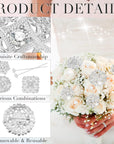124 Pcs Bouquet Pins Flower Brooch Rhinestone Brooches Diamond for Flowers Crystal Corsage Boutonniere Pin Stick Embellishments Crafting Wedding Decor Supplies(Silver)