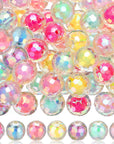 126 Pcs Shiny AB/UV Color Acrylic Faceted Beads 15Mm Beads 7 Colors Mixed Lots DIY Acrylic round Bubble Beads for Pen Jewelry Bracelet Making Gifts Beadable Pens Beads(Colorful)
