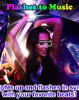 YouRfocus Sound Activated LED Wireless Light up Glasses, Neon Glasses Glow in the Dark for Rave Party, EDM