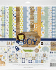 Baby Boy Collection Kit Paper, Blue, Green, Mint, Yellow 12-X-12-Inch