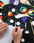 36 Pieces Scratch Paper Animal Masks Rainbow Masks with Elastic Cords and 12 Pieces Wood Stylus for Costume Dress up Parties Decorations and DIY