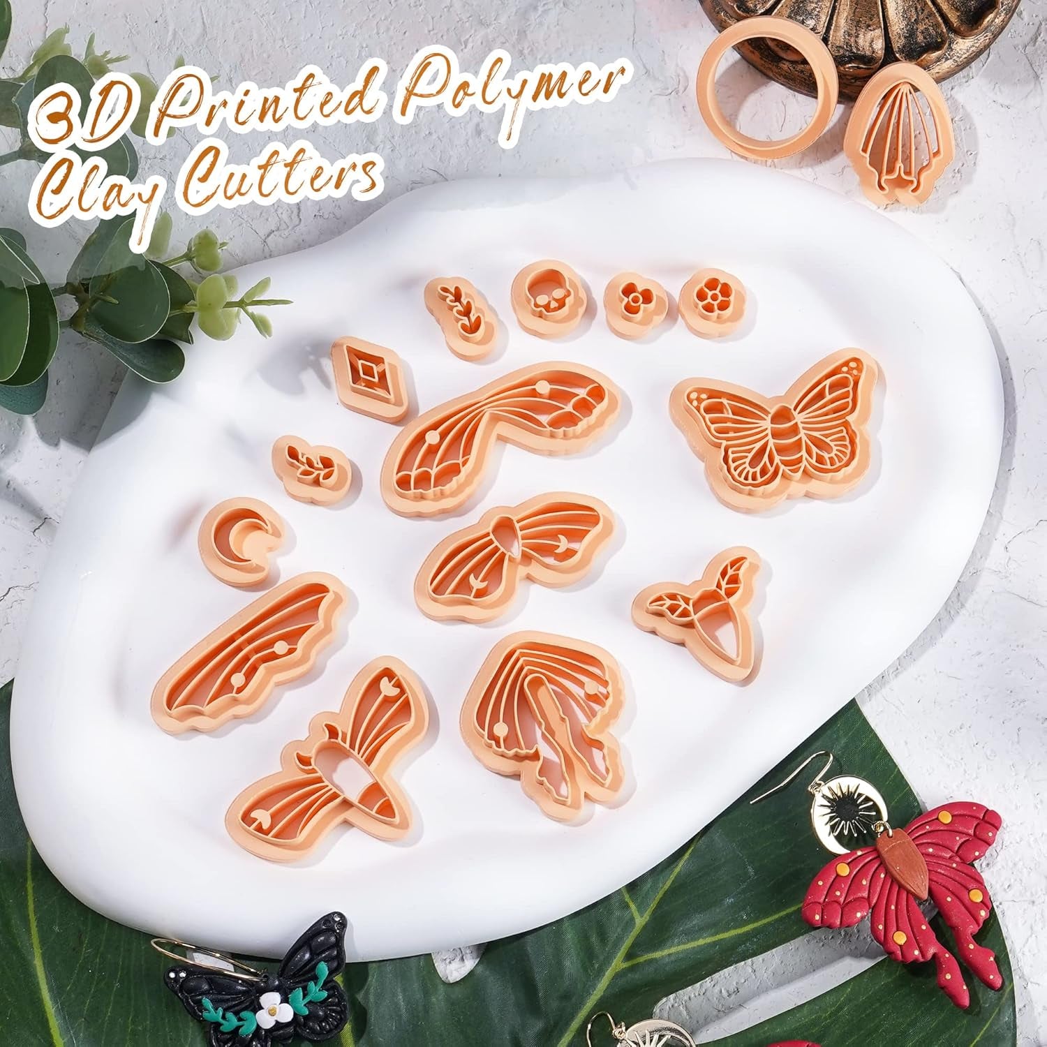 Luna Moth Polymer Clay Cutters - 16 Shapes Clay Cutters for Earrings, Moth Shapes Clay Cutters for Polymer Clay Jewelry Making, Mystical Drop Dangle Earrings Clay Earring Cutters