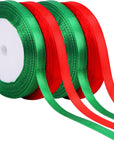 4 Rolls 100 Yards Christmas Ribbons 1Inch Wide Holiday Satin Ribbons Fabric for Gift Wrapping and DIY Craft, Red & Green & Gold &White