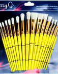 18 Pcs Pure Natural Hog Bristle Brush Set for Oil, Acrylic, Tempera. Short Wood Handles JQ181