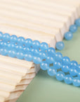 140 Pcs 8Mm Natural Gemstone Beads for Jewelry Making, Sky Blue round Smooth Healing Agate Stone Beads Bulk
