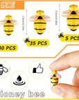 120 Pieces Tiny Resin Bees Decor Bee Shaped Craft Embellishment Tiny Resin Bee Embellishments Flatback Bee Pieces Decorations for Art and Crafts DIY Party Decor, 0.98 Inch, 0.74 Inch, 0.55 Inch