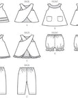 Mccall Pattern Company M6912 Infants Reversible Top Dresses Bloomers and Pants, Size YA5