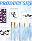 42 Pcs Face Paint Stencils Kits Includes 28 Reusable Facial Painting Stencils with 4 Stickers 10 Painting Brushes Plastic Tattoo Painting Templates for Kids Halloween Party Makeup (Fresh Style)