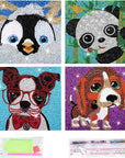 4Pcs DIY Art Painting Kits for Kids Animal Art and Crafts for Kids Ages 6-8-10-12 Girls Boys 5D Gem Art by Number Kits for Birthday Christmas Gifts