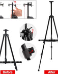 72 Inch Tall Folding Easel Stand for Display, Aluminum Metal Tripod Art Easel Adjustable Height from 22 to 72 - Instant Poster Easels for Painting Canvas - Floor Standing Easel, Black with Bag