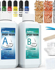 Epoxy Resin - 17.6OZ Crystal Clear Coating Kit, Not Yellowing No Bubble Easy Mix 1:1 Ratio, 2 Part Casting Resin for Art, Craft, Jewelry Making, River Tables, with Pigment, Gold Foil Flakes